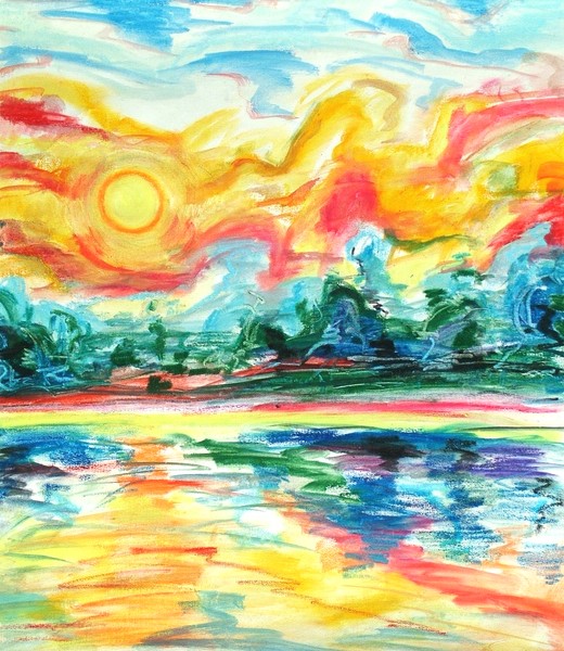 landscape in oil pastel