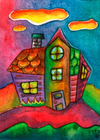 Bright Welcome - Abstract Rainbow House