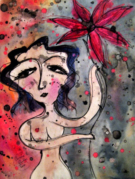 Girl with Red Flower