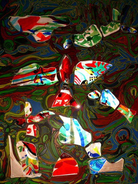 Brassglass panel painting 2/ Birds/