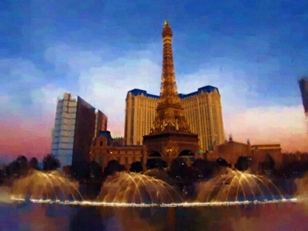 Eiffel Tower and watershow in Las Vegas
