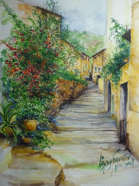 The Balearics, typical old town street