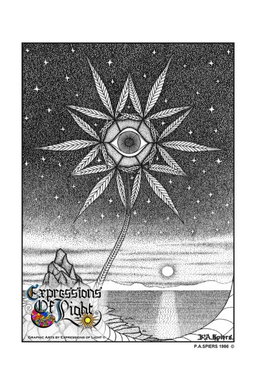 ExpoLight-Graphic-Arts-Cannabis-Eye-Sunset-1986-0001 (Pen-&-Ink-Mono-SP)