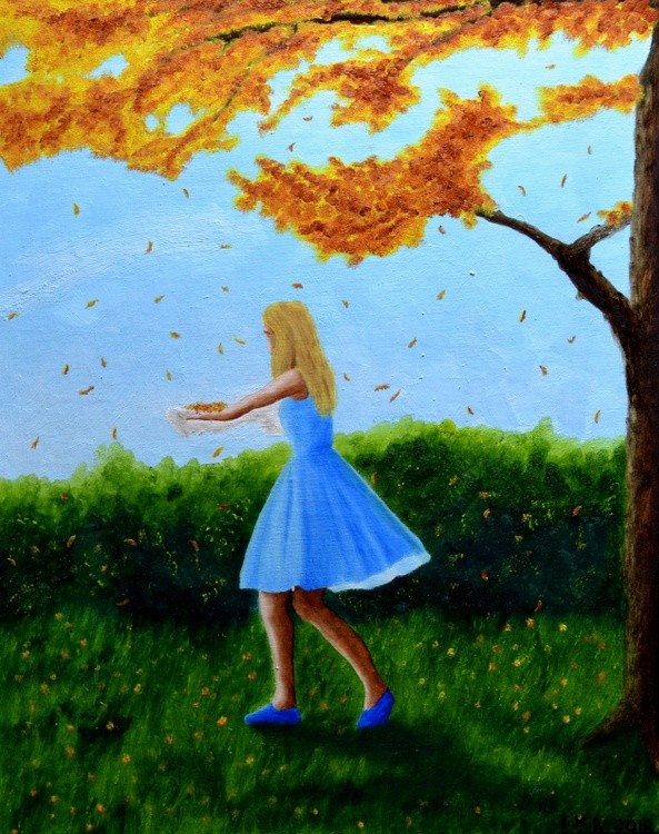 girl in a blue dress