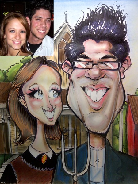 Grant Wood's American Gothic Custom Caricature