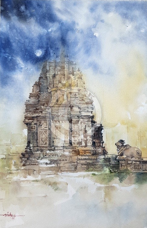 watercolor painting mahadev