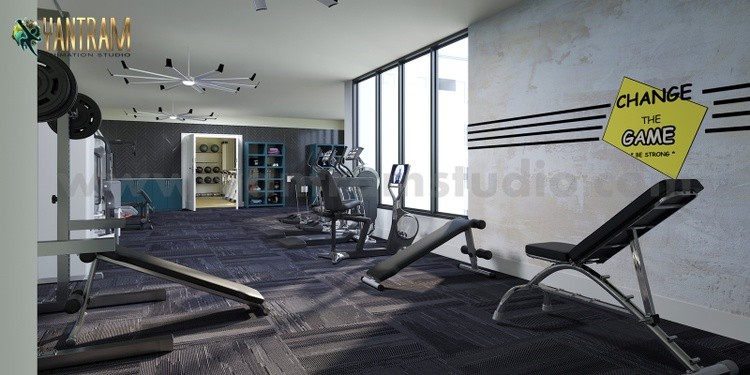 Fitness & Commercial GYM Training centre 3D Interior Modeling by Architectural Visualisation Studio
