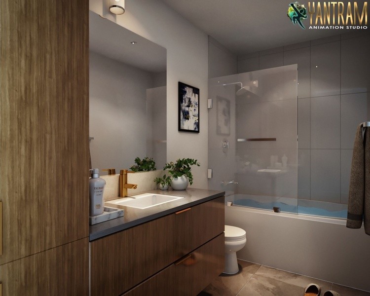 Bathroom photorealistic 3d rendering by 3d house interior