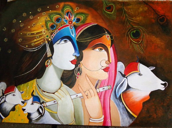 Radha Krishna - Original Acrylic Painting