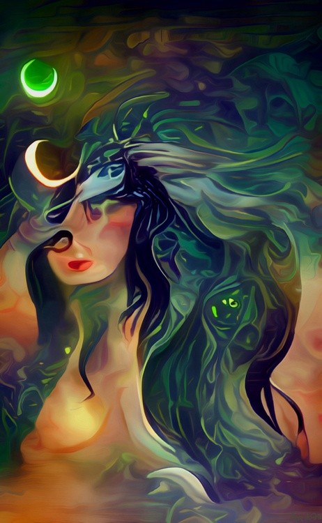 Green Eyed Moon Goddess