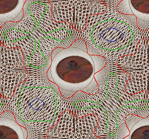 Colored thread on Lace