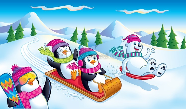 Penguins Polar Bear Sledding