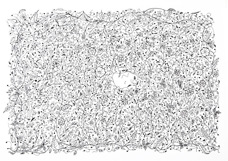 Sleeping in amongst flowers