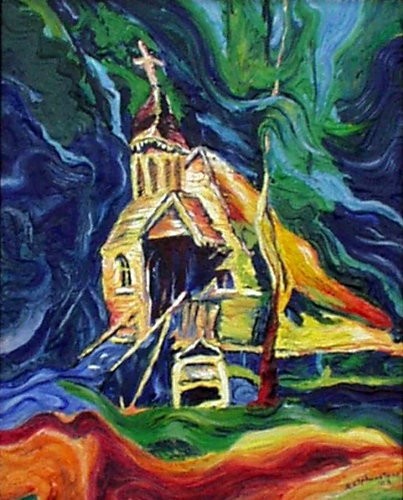 Church at edge of Woods