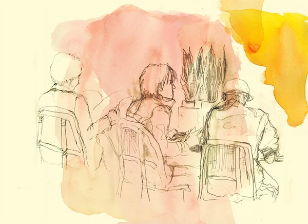 last minute study at a cafe
