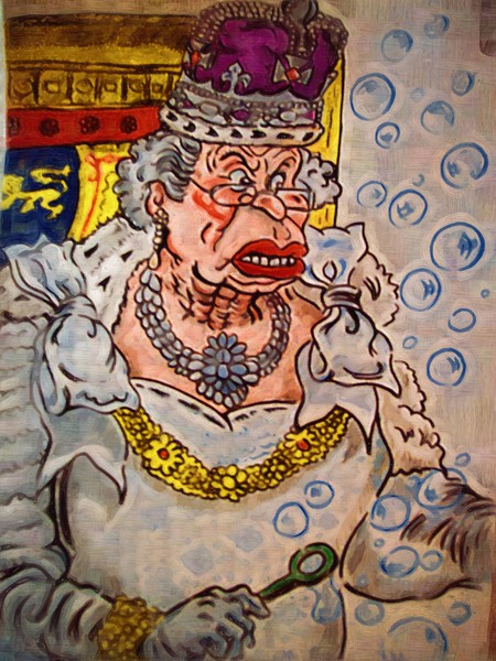 The queen have bubbles fun 