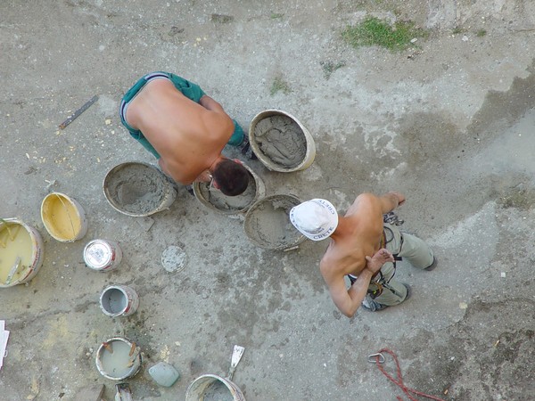 mixing concrete
