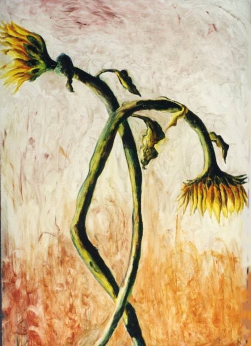 Loneliness and sadness flower painting sunflower paintings artist raphael perez   flowers artworks