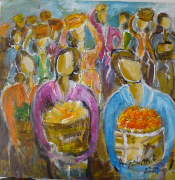 ladies with fruit baskets