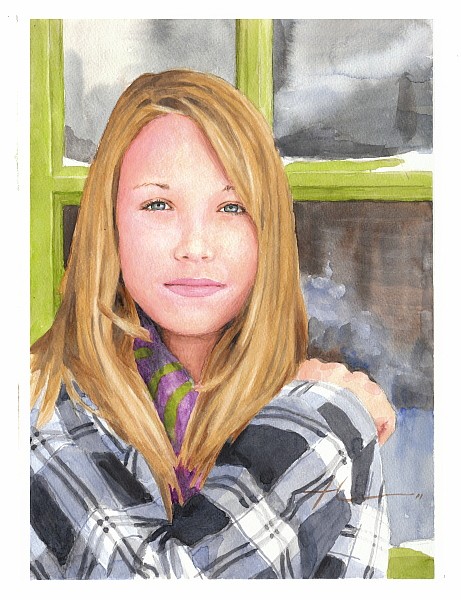 girl winter watercolor painting