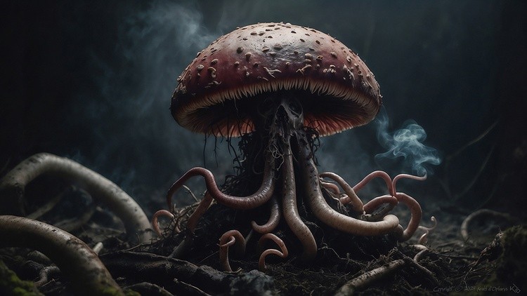 Dark Earthworm Mushroom