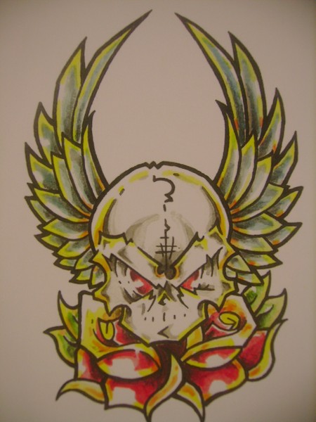 skull with wings