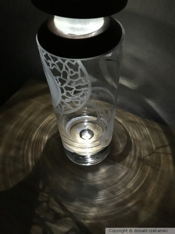 Etched Glass Vase w/ LED Light