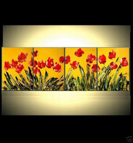 RED POPPIES  BY KAZAV ORIGINAL ABSTRACT PAINTING 