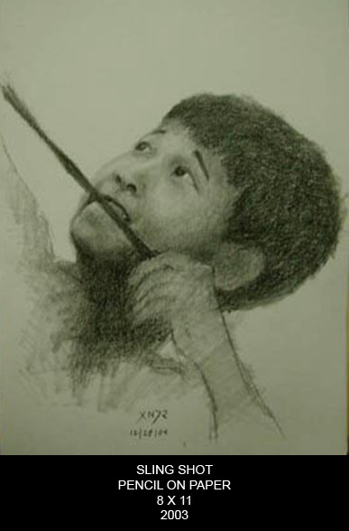 sling shot - pencil sketch