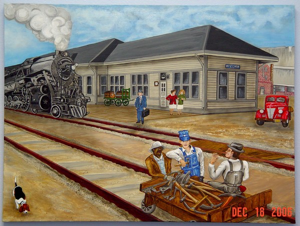 Train Depot Mccomb Alabama with Steam Train