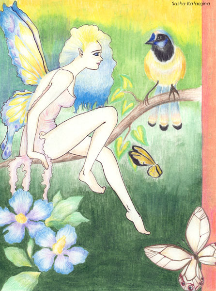 Faery and bird
