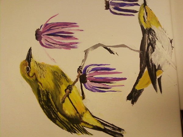yellow finch, not finished, destroyed, working on