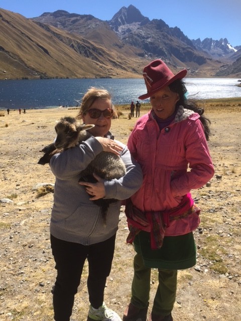 Alissa and Lamb in Huaraz, Peru