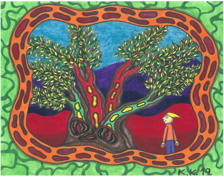 Magic tree, oldboneart fantastic story and contemporary picture