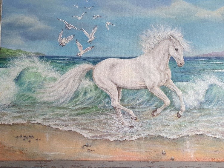 Horse in the waves
