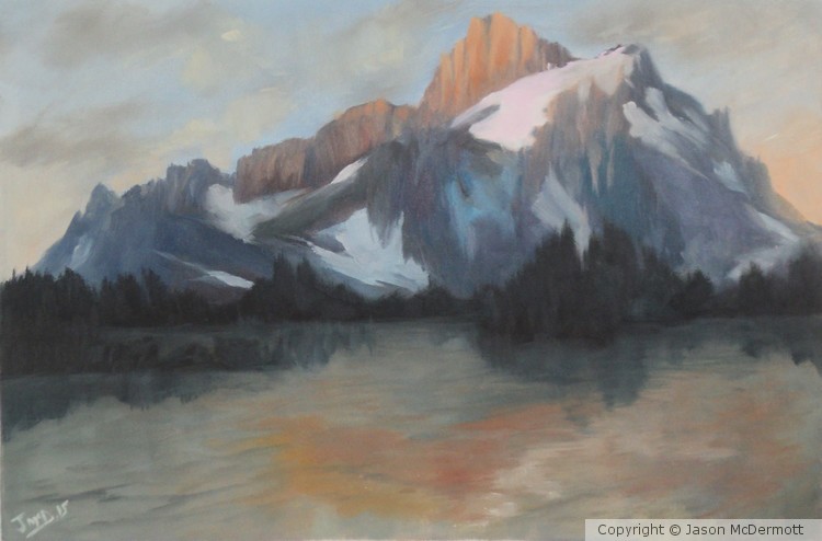 Mountain lake summit