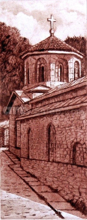 Church of St. Petka at the Kalemegdan Fortress. Artistic souvenir of Belgrade