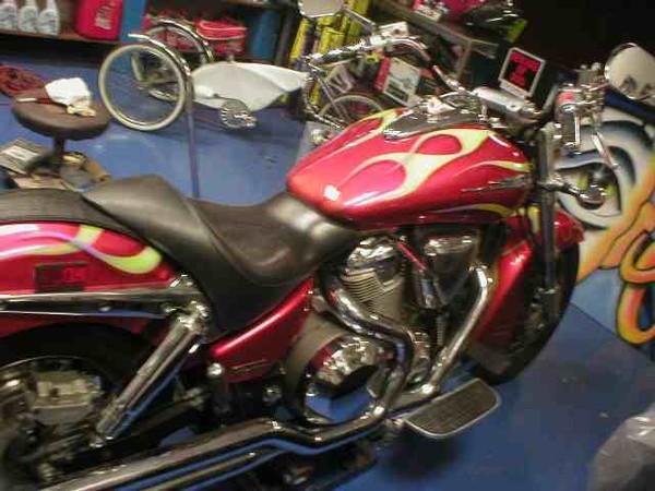 Flames on a Honda VTX 1800