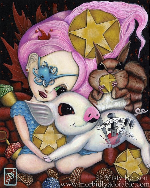 Four of  Pentacles from the Morbidly Adorable Tarot