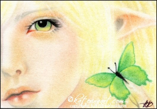Green Butterfly ACEO