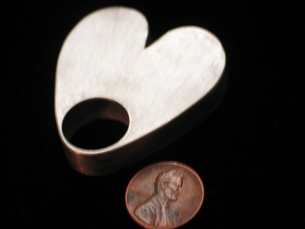 Handmade fabricated sterling silver Heart ring