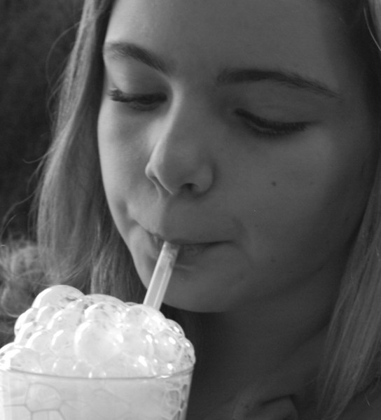 Faye in love with a milkshake