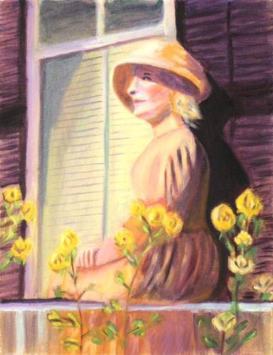 Lady on Porch at 12 Orange St, Charleston SC