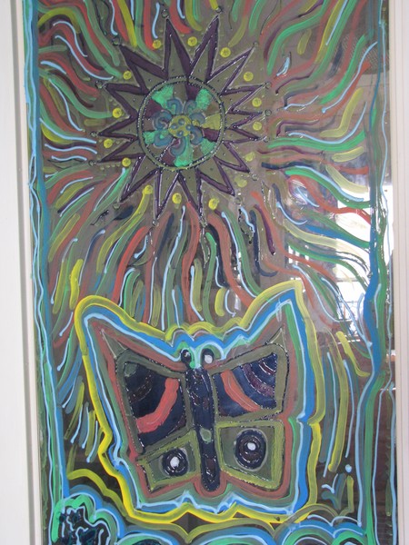 Glasspainting on door