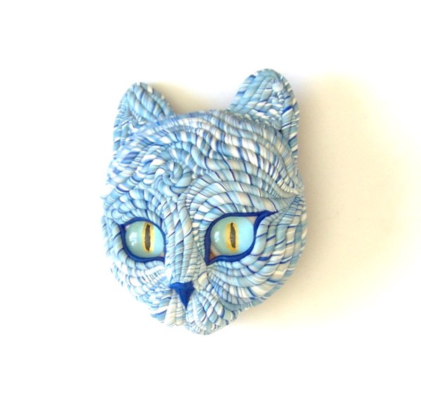 Blue Cosmic Cat Sculpture