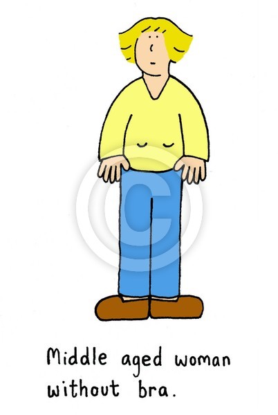 Middle Aged Woman Without a Bra.