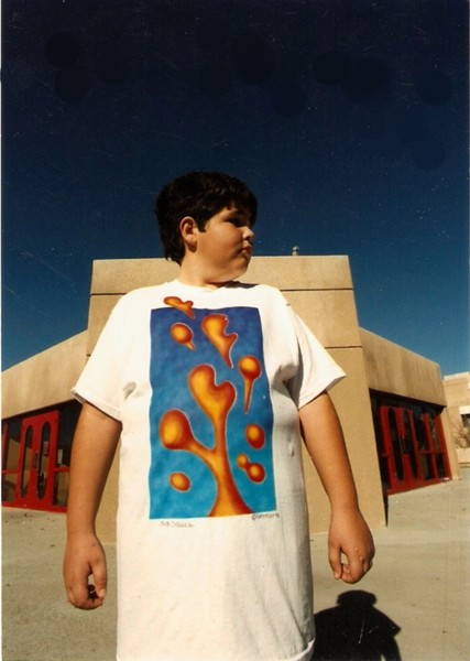 My son Dylan wearing one of my Airbrush Designs