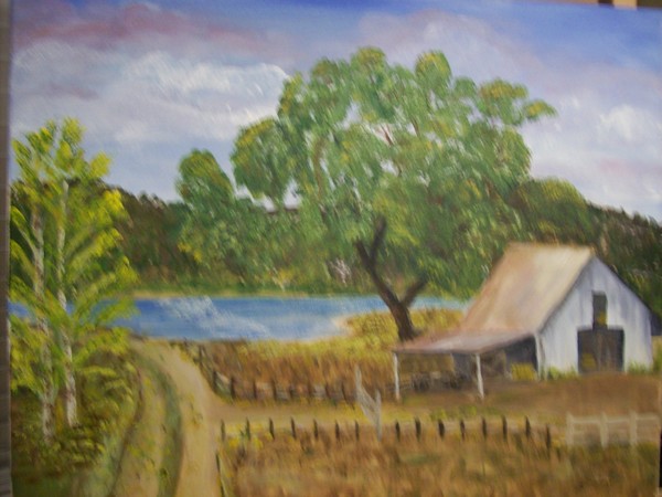 barn on lake