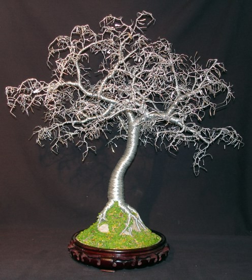 HAMMERED LEAVES BONSAI, Wire Tree Sculpture