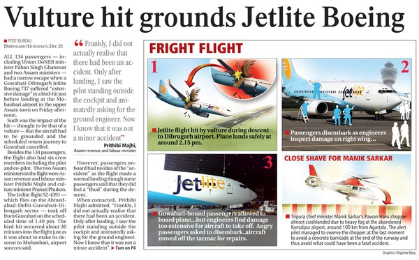 Vulture hit grounds Jetlite Boeing
